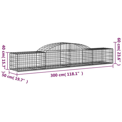 vidaXL Arched Gabion Baskets 9 pcs 118.1"x19.7"x15.7"/23.6" Galvanized Iron-3