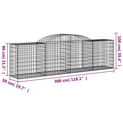vidaXL Arched Gabion Baskets 9 pcs 118.1"x19.7"x31.5"/39.4" Galvanized Iron-3