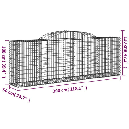 vidaXL Arched Gabion Baskets 9 pcs 118.1"x19.7"x39.4"/47.2" Galvanized Iron-3