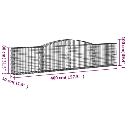 vidaXL Arched Gabion Baskets 8 pcs 157.5"x11.8"x31.5"/39.4" Galvanized Iron-3