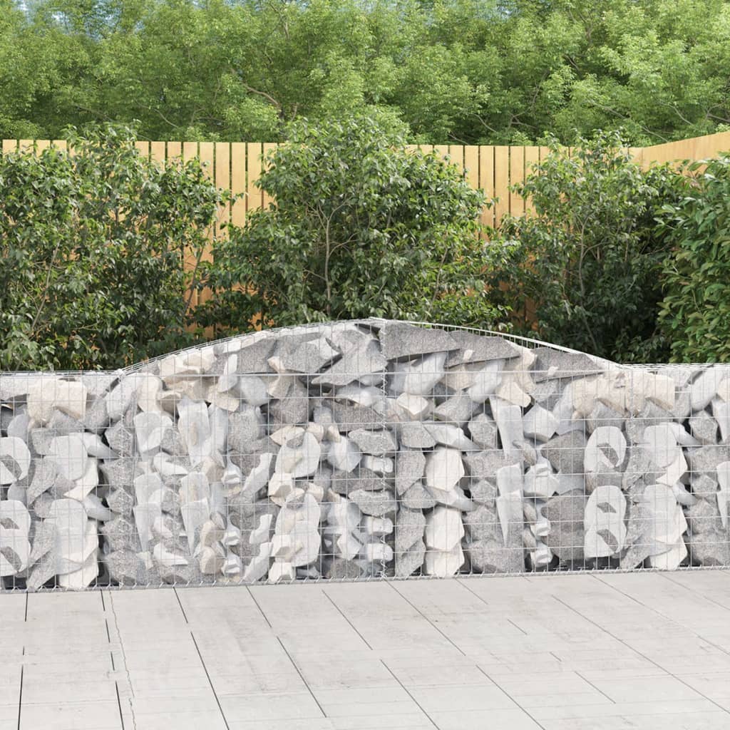 vidaXL Arched Gabion Baskets 8 pcs 157.5"x11.8"x31.5"/39.4" Galvanized Iron-2