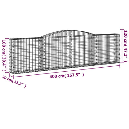 vidaXL Arched Gabion Baskets 8 pcs 157.5"x11.8"x39.4"/47.2" Galvanized Iron-3