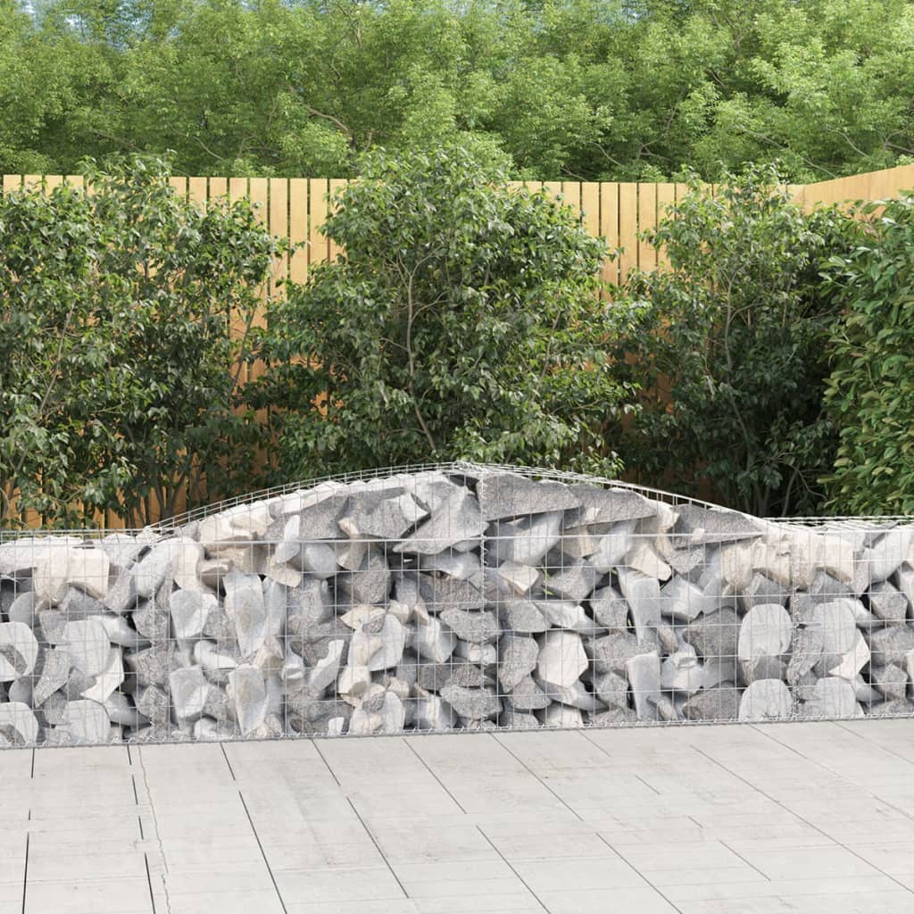 vidaXL Arched Gabion Baskets 9 pcs 157.5"x19.7"x23.6"/31.5" Galvanized Iron-2