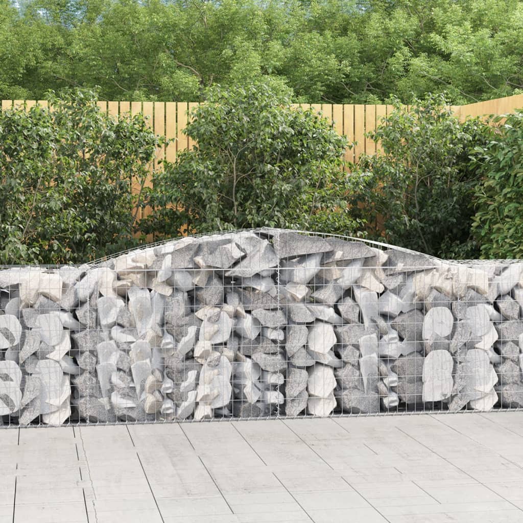 vidaXL Arched Gabion Baskets 4 pcs 157.5"x19.7"x31.5"/39.4" Galvanized Iron-2