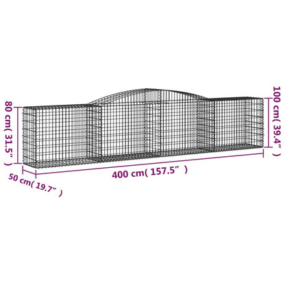 vidaXL Arched Gabion Baskets 6 pcs 157.5"x19.7"x31.5"/39.4" Galvanized Iron-3