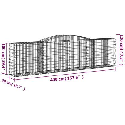 vidaXL Arched Gabion Baskets 7 pcs 157.5"x19.7"x39.4"/47.2" Galvanized Iron-3