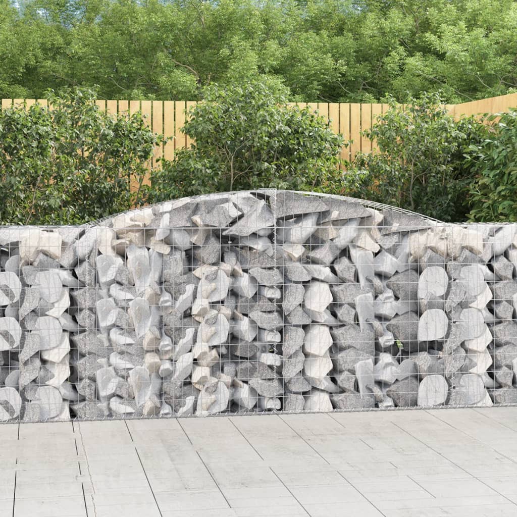 vidaXL Arched Gabion Baskets 7 pcs 157.5"x19.7"x39.4"/47.2" Galvanized Iron-2