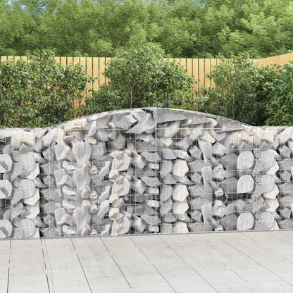 vidaXL Arched Gabion Baskets 7 pcs 157.5"x19.7"x39.4"/47.2" Galvanized Iron-2
