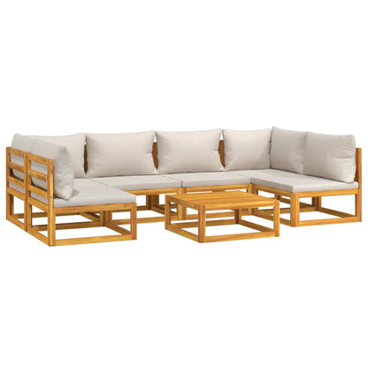 vidaXL 7 Piece Patio Lounge Set with Light Gray Cushions Solid Wood-1