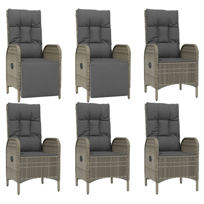 vidaXL 7 Piece Patio Dining Set with Cushions Gray Poly Rattan-2