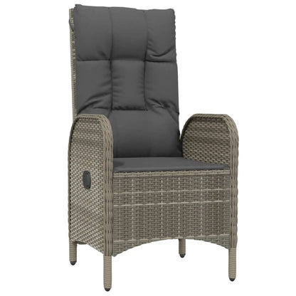 vidaXL 7 Piece Patio Dining Set with Cushions Gray Poly Rattan-3