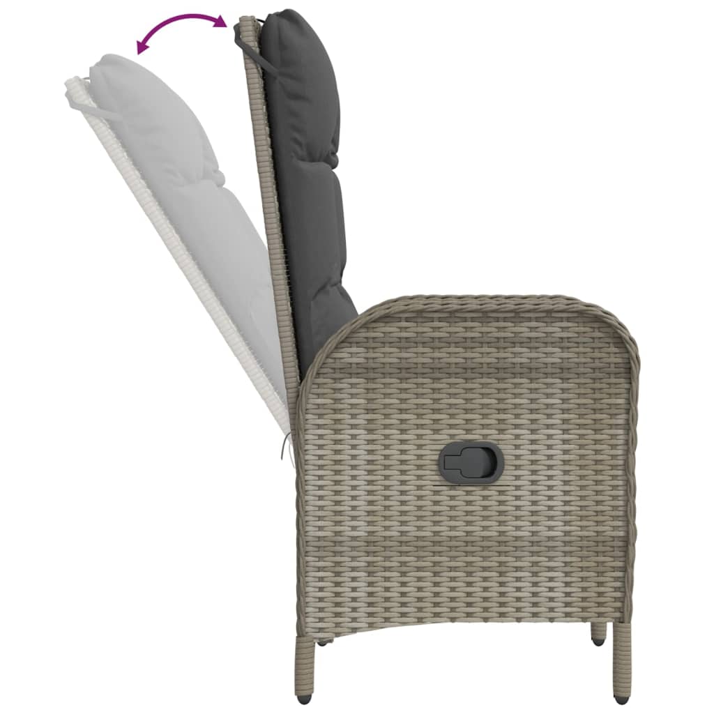vidaXL 9 Piece Patio Dining Set with Cushions Gray Poly Rattan-4
