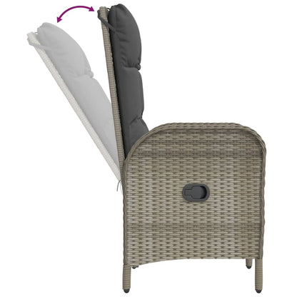 vidaXL 9 Piece Patio Dining Set with Cushions Gray Poly Rattan-4