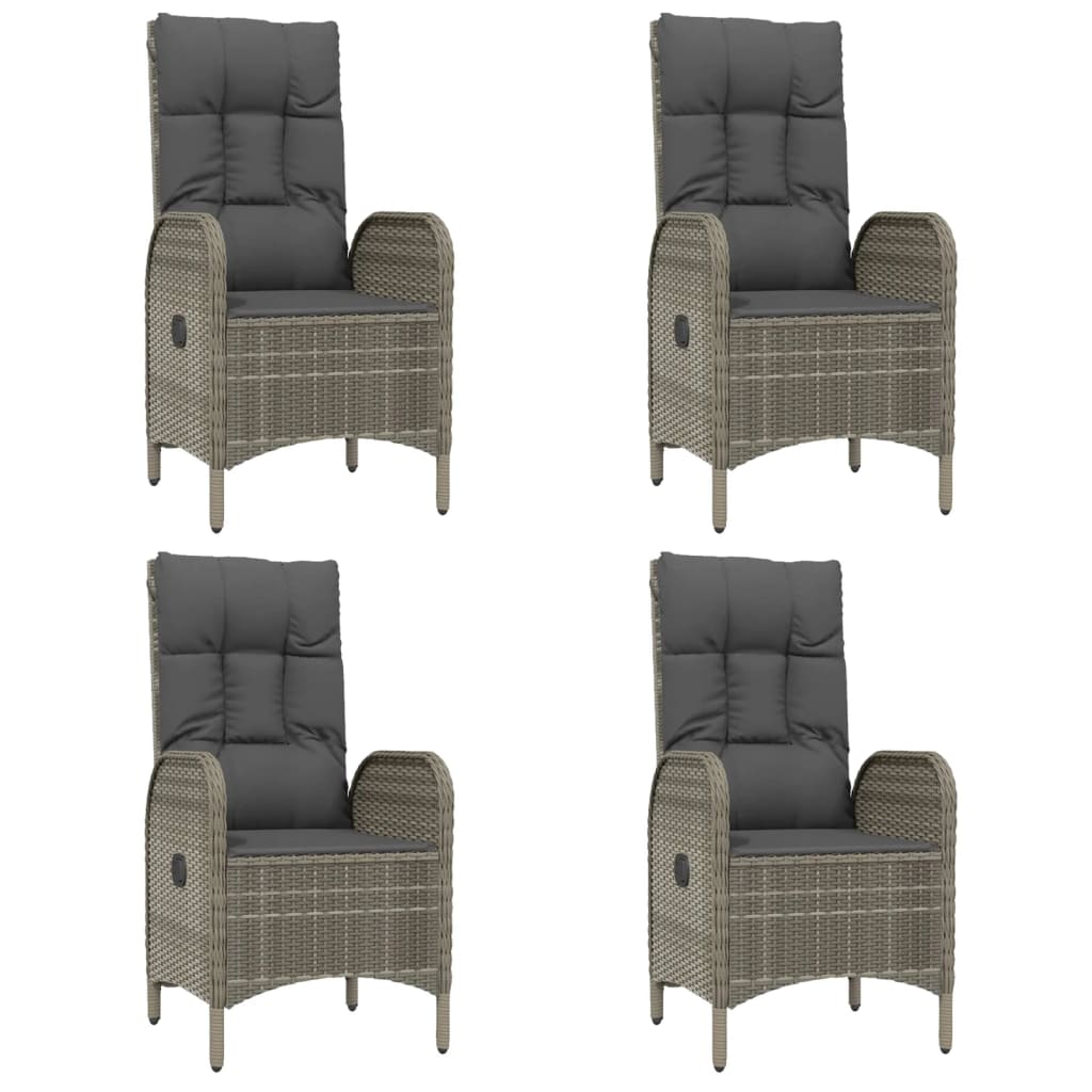 vidaXL 7 Piece Patio Dining Set with Cushions Gray Poly Rattan-2
