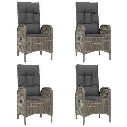 vidaXL 7 Piece Patio Dining Set with Cushions Gray Poly Rattan-2