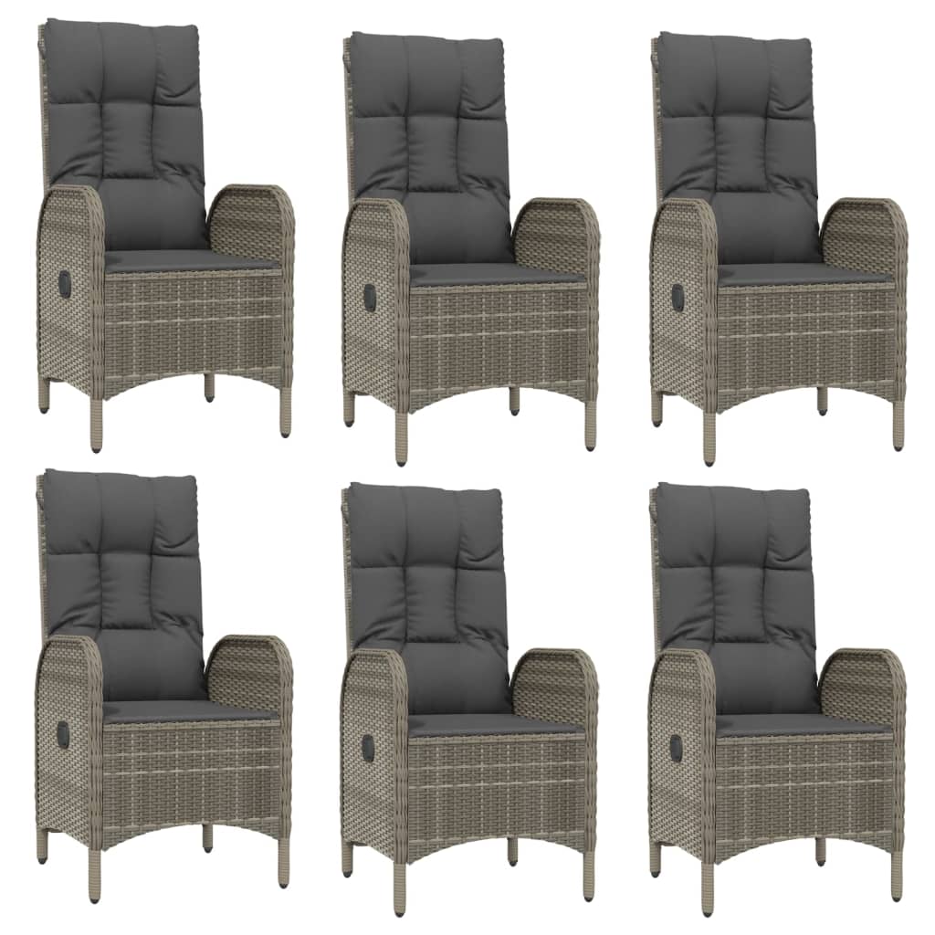 vidaXL 9 Piece Patio Dining Set with Cushions Gray Poly Rattan-2