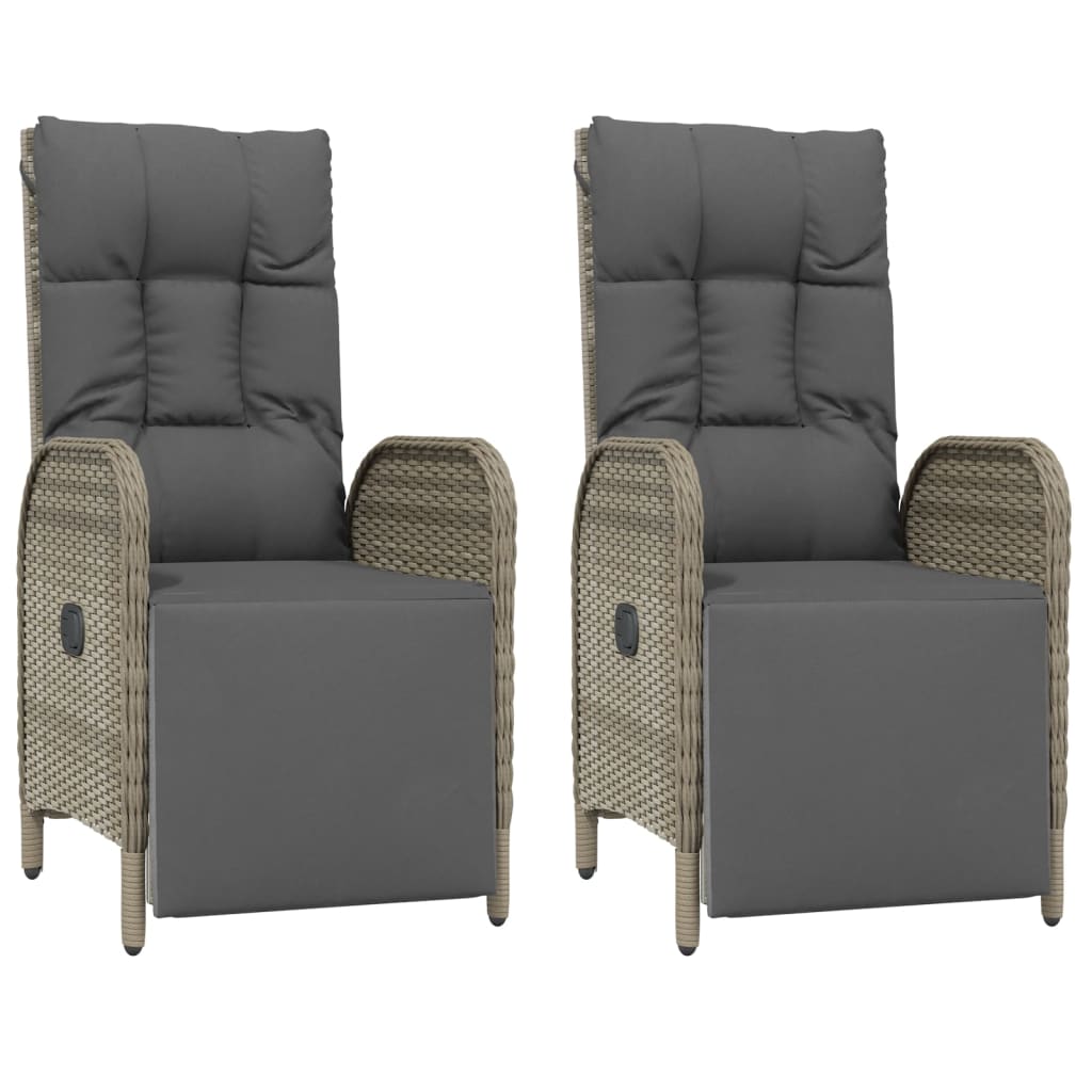 vidaXL 9 Piece Patio Dining Set with Cushions Gray Poly Rattan-3