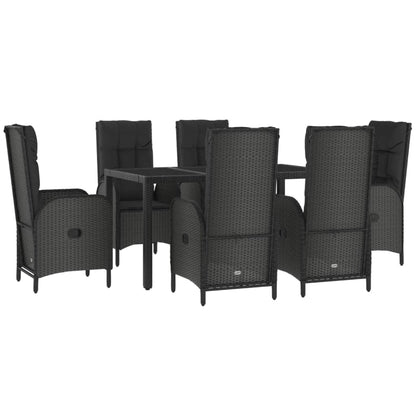 vidaXL 7 Piece Patio Dining Set with Cushions Black and Gray Poly Rattan-1