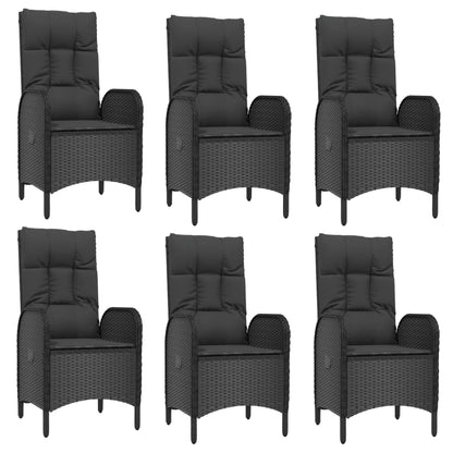 vidaXL 7 Piece Patio Dining Set with Cushions Black and Gray Poly Rattan-2