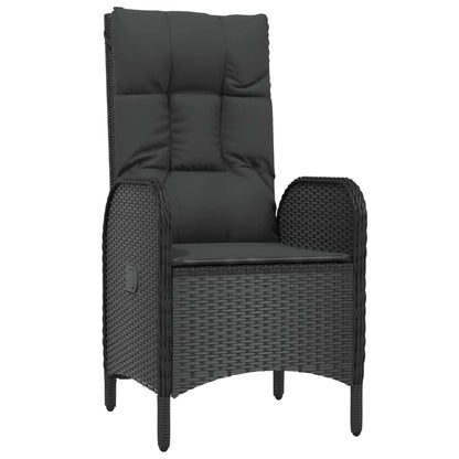 vidaXL 7 Piece Patio Dining Set with Cushions Black Poly Rattan-3