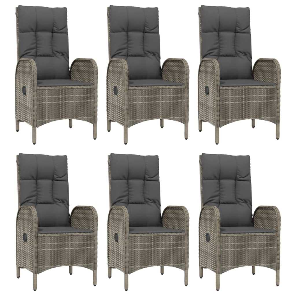 vidaXL 7 Piece Patio Dining Set with Cushions Black and Gray Poly Rattan-2
