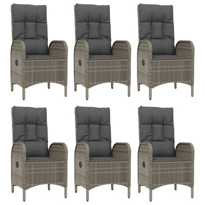 vidaXL 7 Piece Patio Dining Set with Cushions Black and Gray Poly Rattan-2