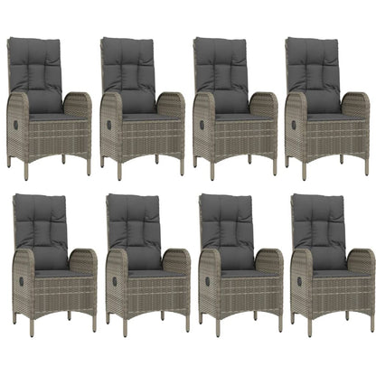 vidaXL 9 Piece Patio Dining Set with Cushions Black and Gray Poly Rattan-2