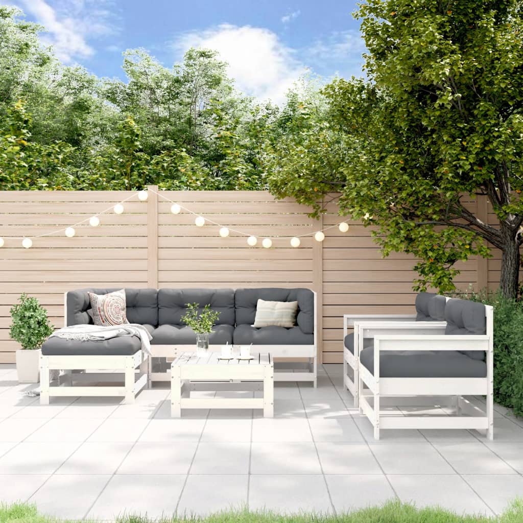 vidaXL Patio Lounge Set Outdoor Garden Furniture Set 7 Piece Solid Wood Pine-0