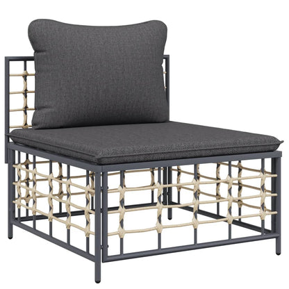 vidaXL 8 Piece Patio Lounge Set with Cushions Anthracite Poly Rattan-3