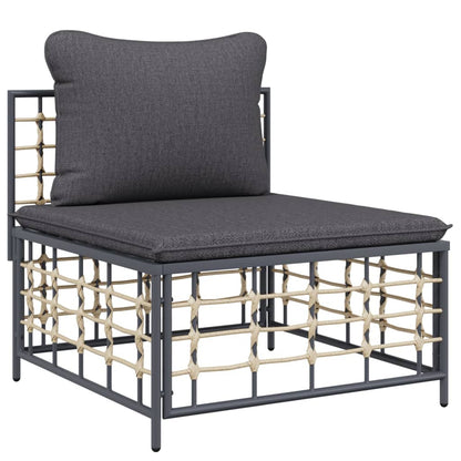 vidaXL 7 Piece Patio Lounge Set with Cushions Anthracite Poly Rattan-3