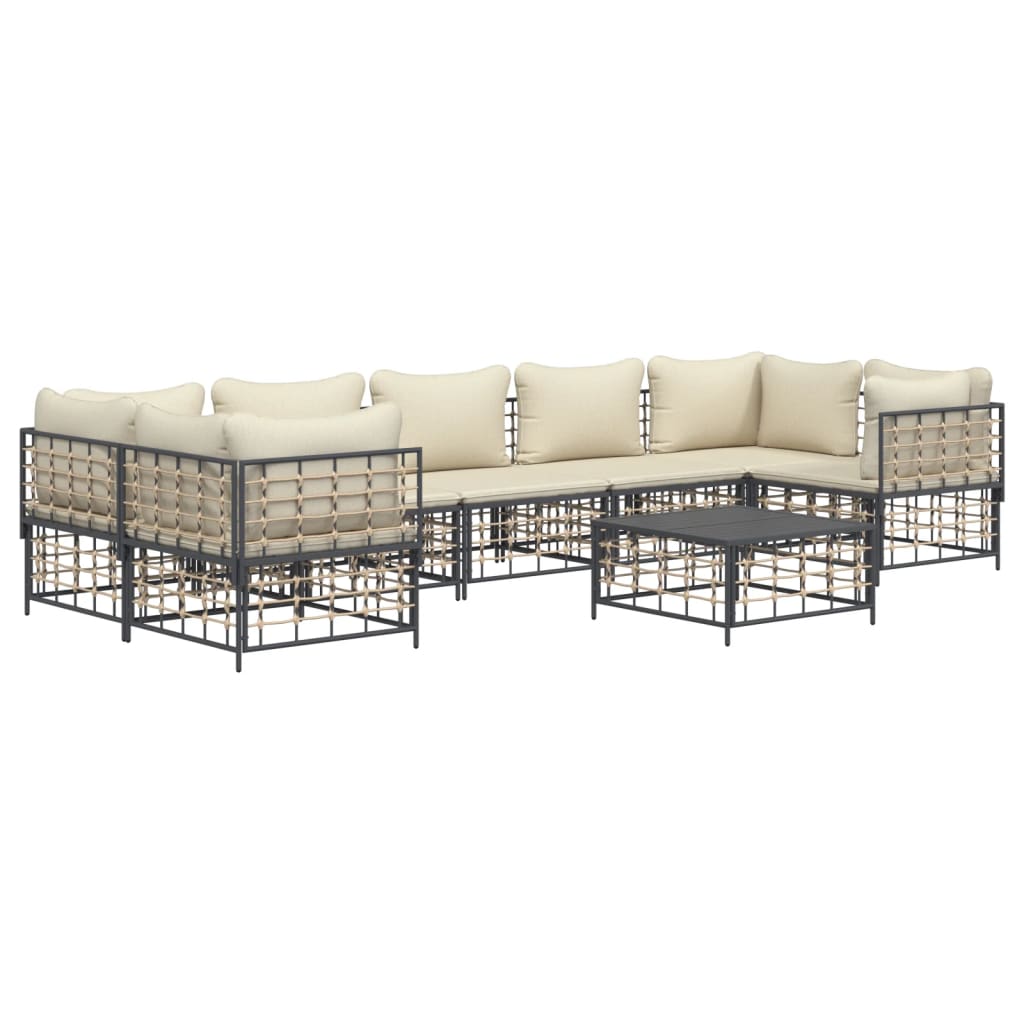 vidaXL 8 Piece Patio Lounge Set with Cushions Anthracite Poly Rattan-1