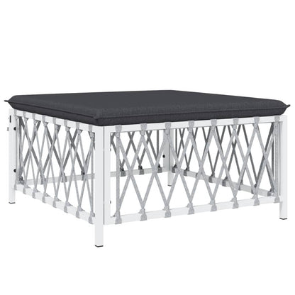 vidaXL 9 Piece Patio Lounge Set with Cushions White Steel-4