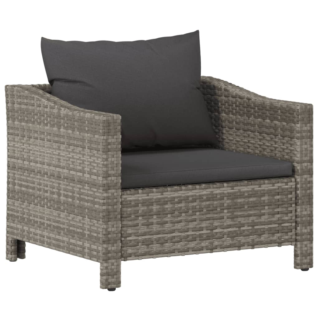vidaXL 6 Piece Patio Lounge Set with Cushions Gray Poly Rattan-4