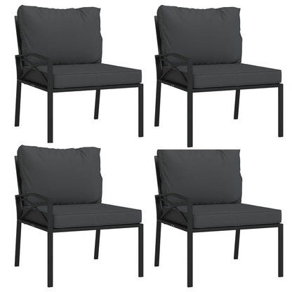 vidaXL 11 Piece Patio Lounge Set with Gray Cushions Steel-2