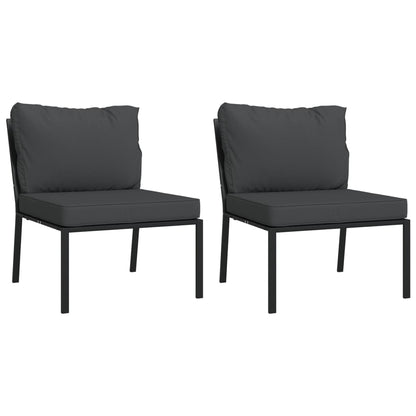 vidaXL 11 Piece Patio Lounge Set with Gray Cushions Steel-4