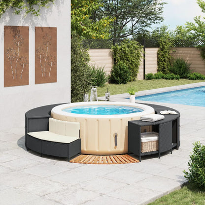 vidaXL Hot Tub Surround Bench and Spa Step Poly Rattan and Solid Wood Acacia-2