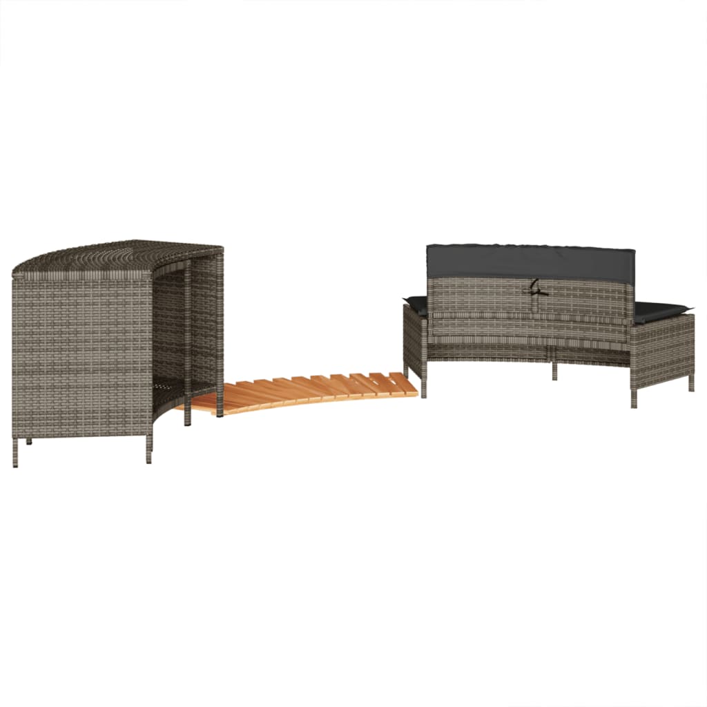vidaXL Hot Tub Surround Bench and Spa Step Poly Rattan and Solid Wood Acacia-3