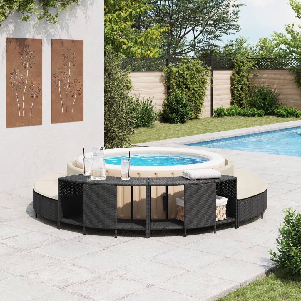 vidaXL Storage Shelves for Hot Tub Shelf Unit Outdoor Garden 2 Pcs Poly Rattan-2