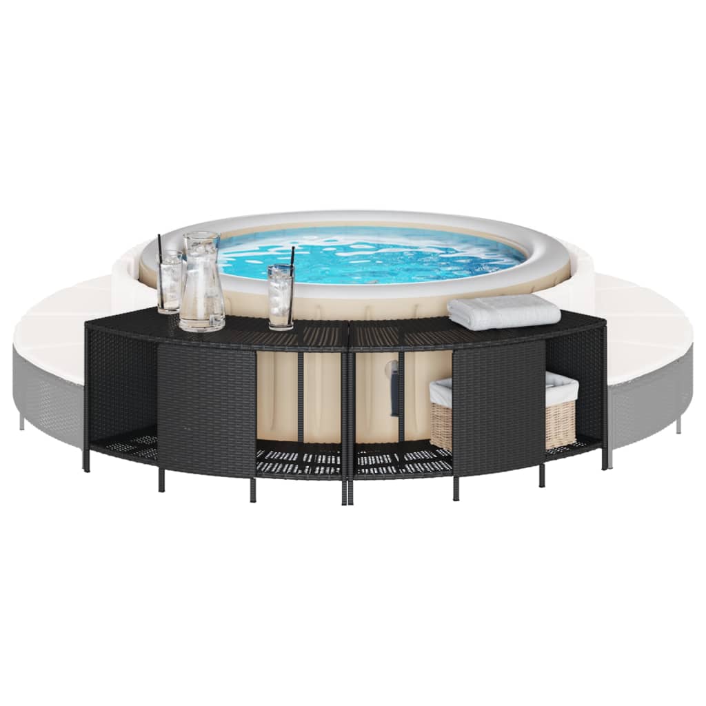 vidaXL Storage Shelves for Hot Tub Shelf Unit Outdoor Garden 2 Pcs Poly Rattan-0