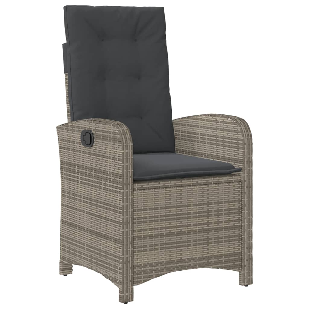vidaXL 9 Piece Patio Dining Set with Cushions Gray Poly Rattan-4