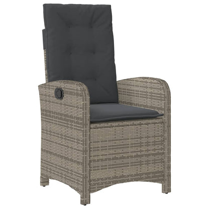vidaXL 9 Piece Patio Dining Set with Cushions Gray Poly Rattan-4