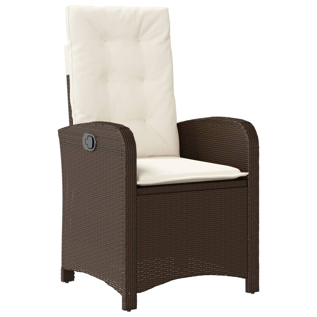 vidaXL 9 Piece Patio Dining Set with Cushions Brown Poly Rattan-4