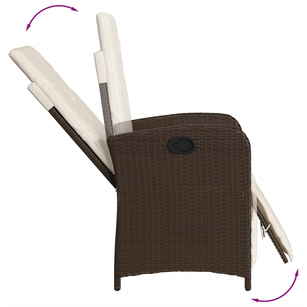 vidaXL 9 Piece Patio Dining Set with Cushions Brown Poly Rattan-4