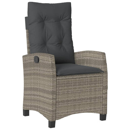 vidaXL 9 Piece Patio Dining Set with Cushions Gray Poly Rattan-3