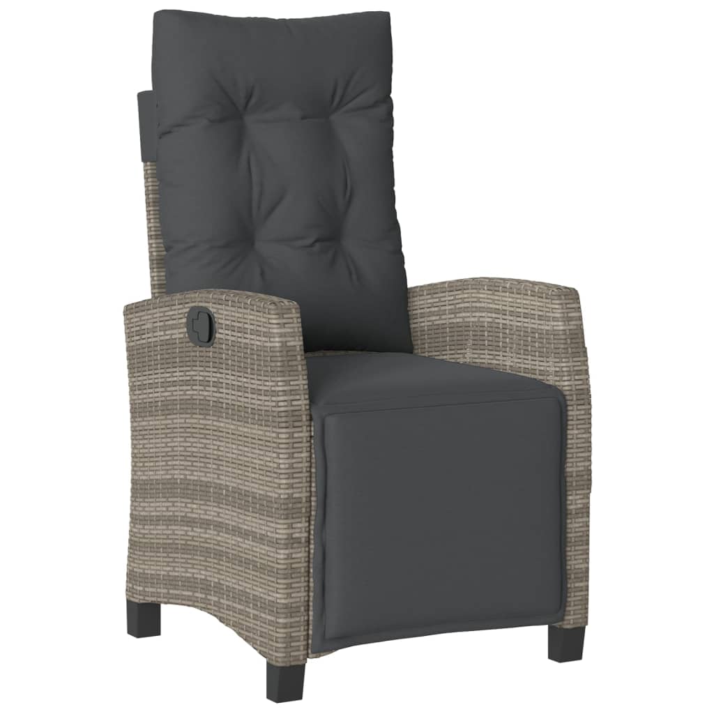 vidaXL 9 Piece Patio Dining Set with Cushions Gray Poly Rattan-4