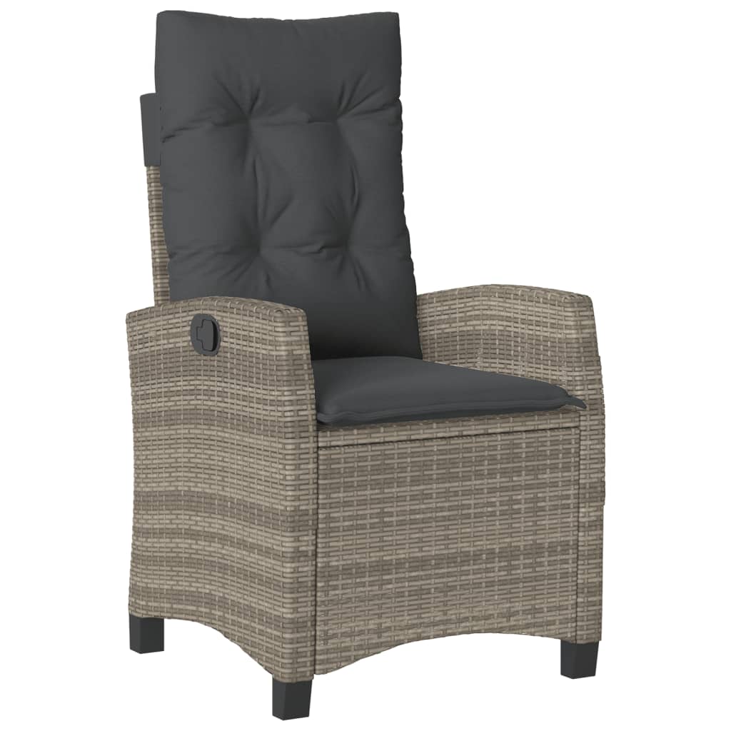 vidaXL 9 Piece Patio Dining Set with Cushions Gray Poly Rattan-4