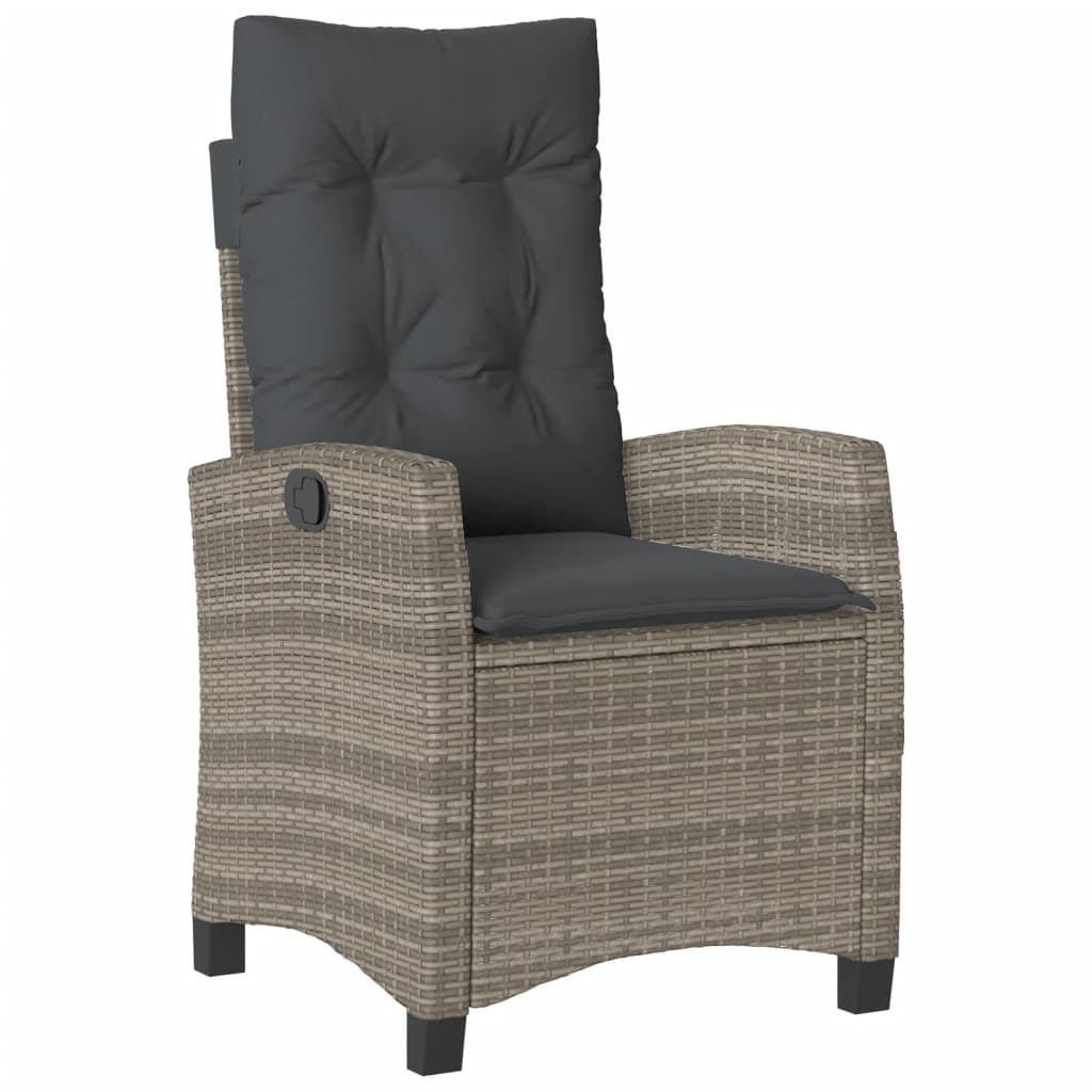 vidaXL 9 Piece Patio Dining Set with Cushions Gray Poly Rattan-4