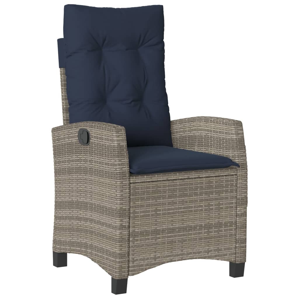 vidaXL 9 Piece Patio Dining Set with Cushions Gray Poly Rattan-3