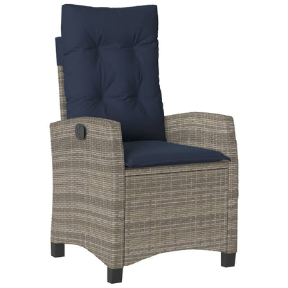 vidaXL 9 Piece Patio Dining Set with Cushions Gray Poly Rattan-3