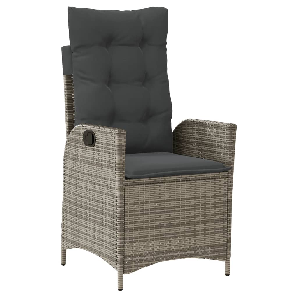 vidaXL 9 Piece Patio Dining Set with Cushions Gray Poly Rattan-2